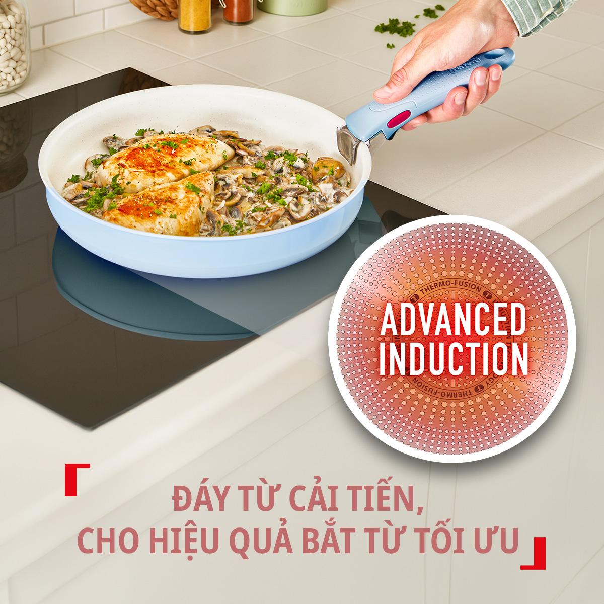 Bộ 5 nồi chảo 2 cán rời Tefal Ingenio Serenity L827SB04, 16/20/22/26/28cm, 4 nắp 16/20, xanh dương – ảnh 6