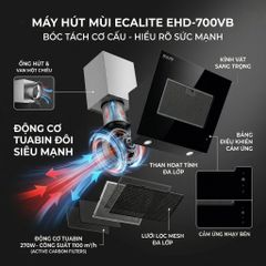 Máy hút mùi áp tường 70cm kính vát D-Smart Ecalite EHD-700VB ảnh 3