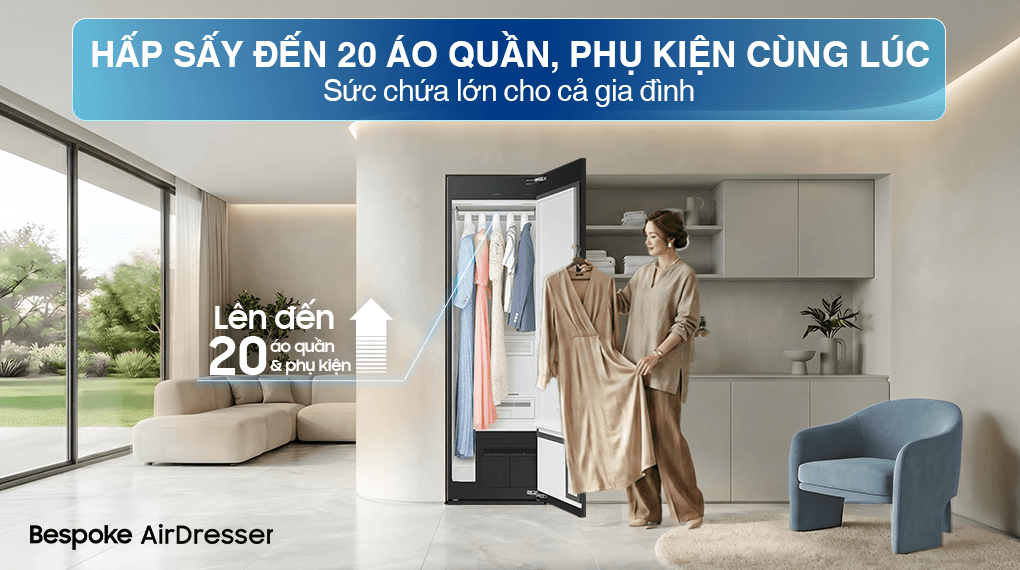Tủ Chăm Sóc Quần Áo Thông Minh Samsung Bespoke AirDresser 5 móc DF24CB9900CRSV – ảnh 3