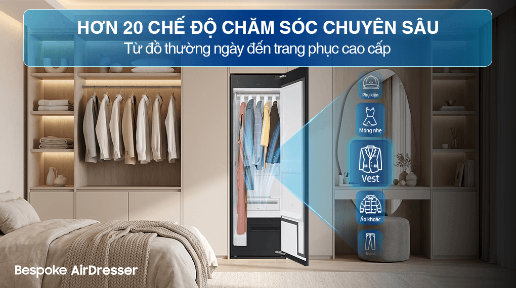 Tủ Chăm Sóc Quần Áo Thông Minh Samsung Bespoke AirDresser 5 móc DF24CB9900CRSV – ảnh 5