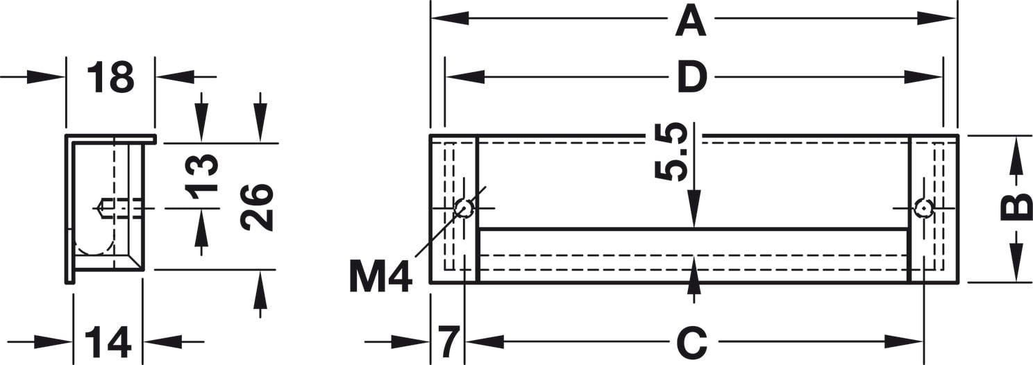 Tay Nắm Tủ Âm 110mm Hafele 151.99.901 - Tay nắm âm 110mm cho phòng tắm, phòng ngủ và ngăn kéo nhỏ