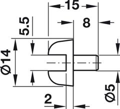 Chốt đỡ kệ kính = nhựa trắng 5/6mm Hafele 287.28.770 ảnh 2