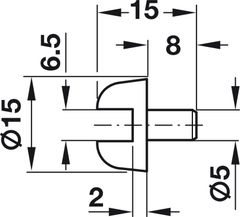 Chốt đỡ kệ kính = nhựa trắng 5/6mm Hafele 287.28.770 ảnh 3