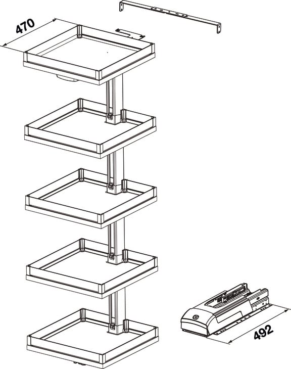 Bộ Kệ Convoy Lavido 450mm Hafele 549.62.904 – ảnh 6