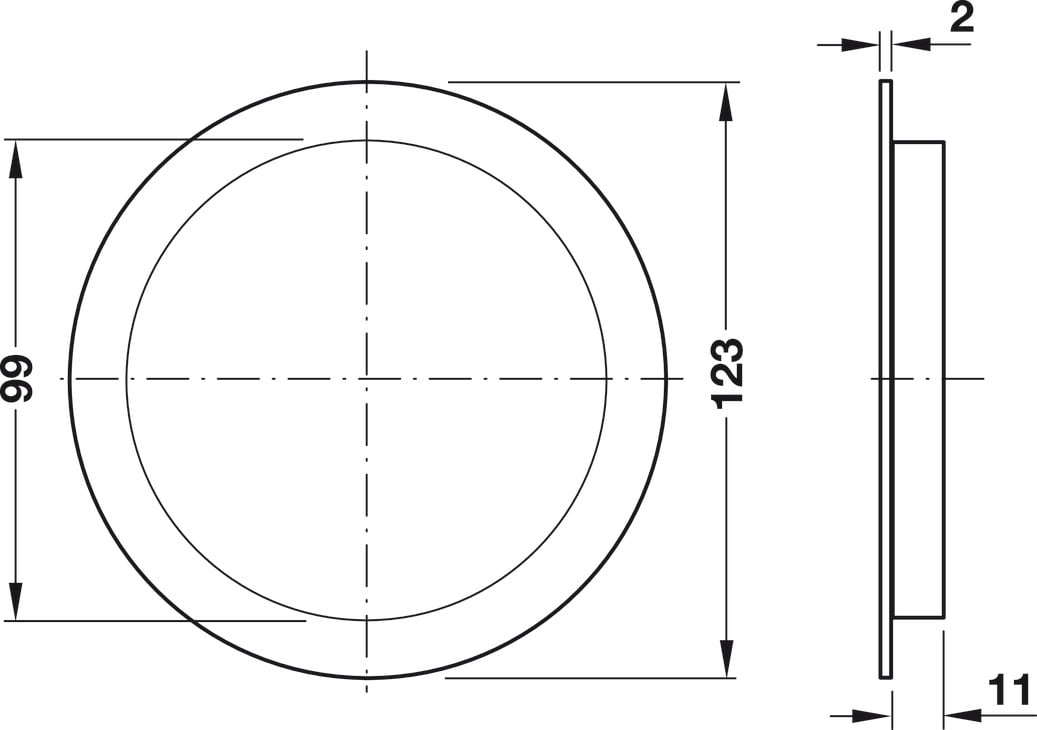 Thông gió màu trắng 123mm Hafele 571.67.718 - Thiết kế tròn, màu trắng và chất liệu nhựa