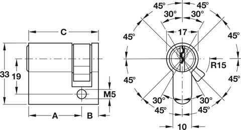 Ruột Khóa 1 Đầu Chìa 45mm Hafele 916.96.117