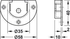 Đế bánh xe F-Line11 12A (xám) Hafele 404.72.311 ảnh 2
