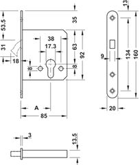 Thân Khóa Cho Cửa Trượt Hafele 911.26.292 ảnh 3