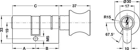 Ruột Khóa 1 Đầu Chìa 1 Đầu Vặn 71mm Hafele 916.01.063