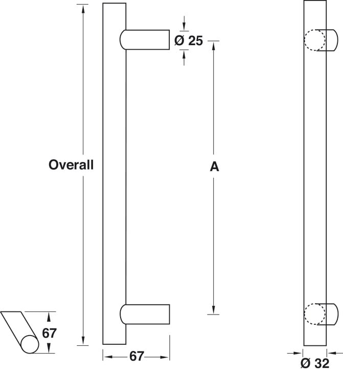 Tay nắm kéo inox mờ, 32x1000x1200mm Hafele 903.05.893 - Giới thiệu tay nắm kéo inox mờ Hafele 903.05.893