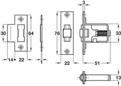 Chốt thân khóa cửa đi =KL Hafele 911.24.014 ảnh 2