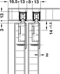 Thanh trượt = nhựa màu bạc 2m Hafele 404.71.902 ảnh 4