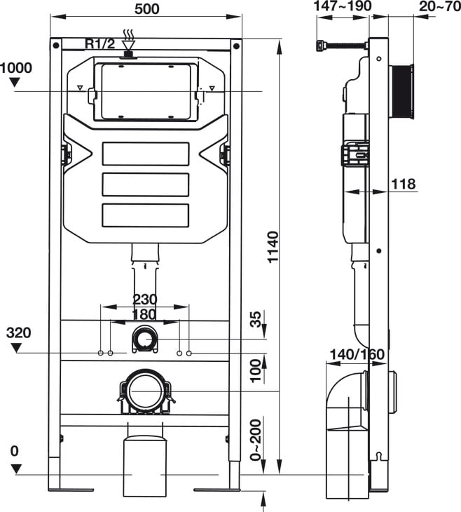 Két Nước Âm Mechanical 1140 Hafele 588.73.920 - Giới thiệu bồn cầu và thiết bị WC trong danh mục Häfele