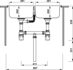 Bộ Xả Cho Chậu 2 Hộc Hafele 567.25.875 ảnh 3