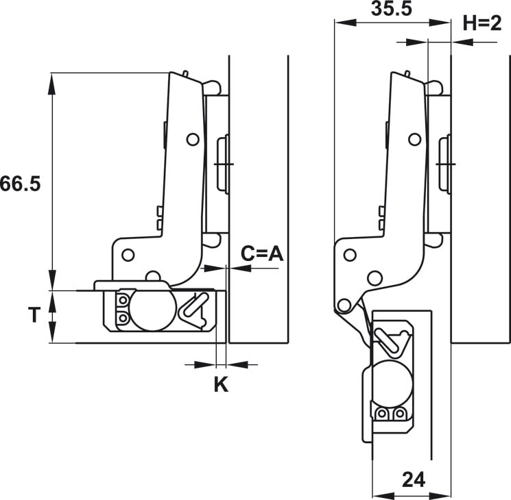 Bản Lề Lọt Lòng Metallamat Neo 110º Hafele 334.20.001 Bản Lề Lọt Lòng Metallamat Neo 110º Hafele 334.20.001