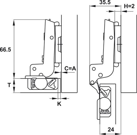Bản Lề Lọt Lòng Metallamat Neo 110º Hafele 334.20.001