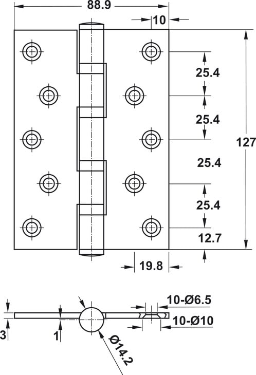 Bản Lề Lá 4 Vòng Bi 80Kg Hafele 489.05.025 - Cấu tạo và vật liệu của bản lề lá 4 vòng bi 80Kg Hafele 489.05.025