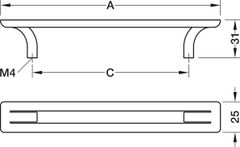 Tay nắm H2350 180x31mm (niken) Hafele 106.70.570 ảnh 3