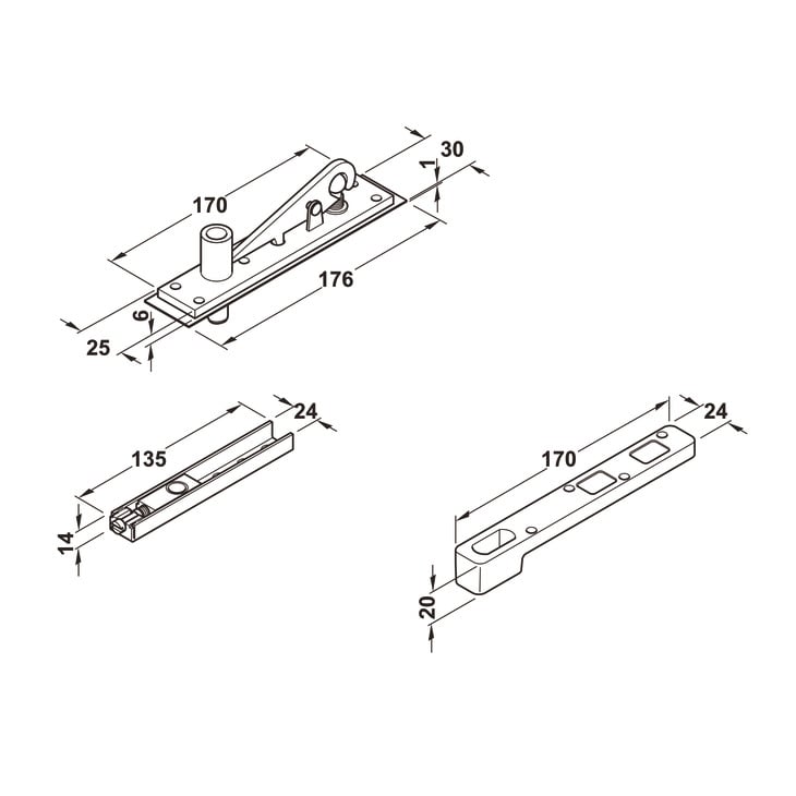 Bản Lề Sàn DCL41 EN4 150Kg Hafele 932.84.046
