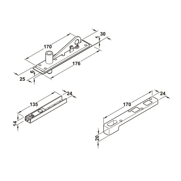 Bản Lề Sàn DCL41 EN4 150Kg Hafele 932.84.046