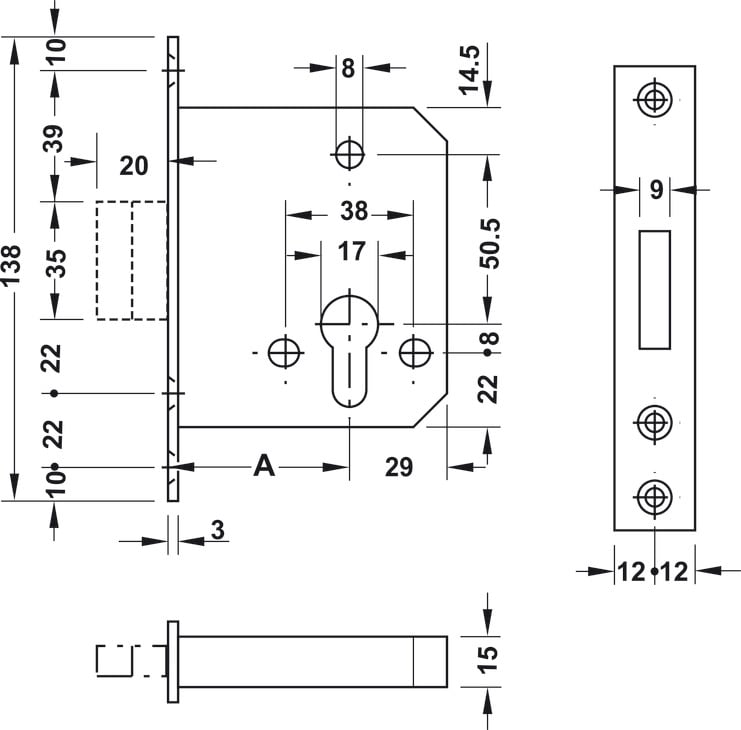 Thân Khóa Chốt Chết Hafele 911.22.881 - Thân khóa chốt chết Hafele 911.22.881 – phiên bản đồng cổ Thân Khóa Chốt Chết Hafele 911.22.881 - Thân khóa chốt chết Hafele 911.22.881 – phiên bản đồng cổ