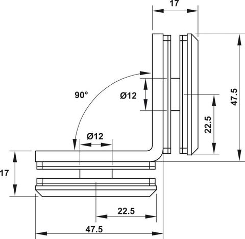 Kẹp Kính - Kính 90º Màu Đen Hafele 981.77.917
