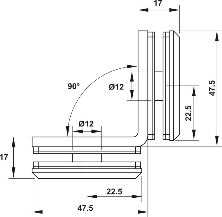 Kẹp Kính - Kính 90º Màu Đen Hafele 981.77.917