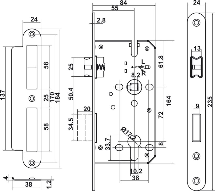 Bộ Khóa Tay Nắm Cửa DIY Set A Hafele 499.63.600 - Hướng dẫn chọn thân khóa không sai kích thước
