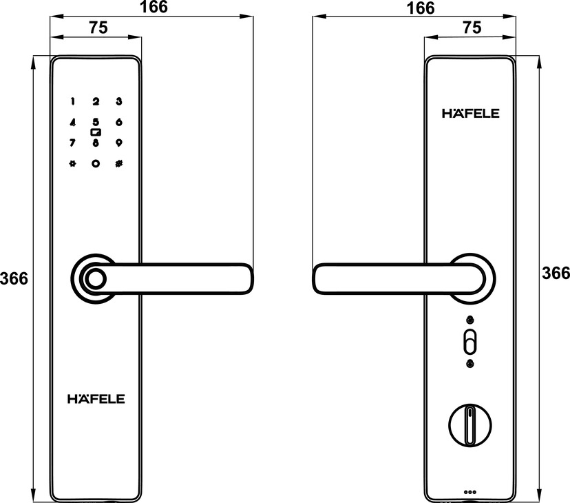 Khóa điện tử Hafele AL2402B màu đen 912.20.692 - Khóa điện tử Häfele trong nhà ở và công trình Khóa điện tử Hafele AL2402B màu đen 912.20.692 - Khóa điện tử Häfele trong nhà ở và công trình