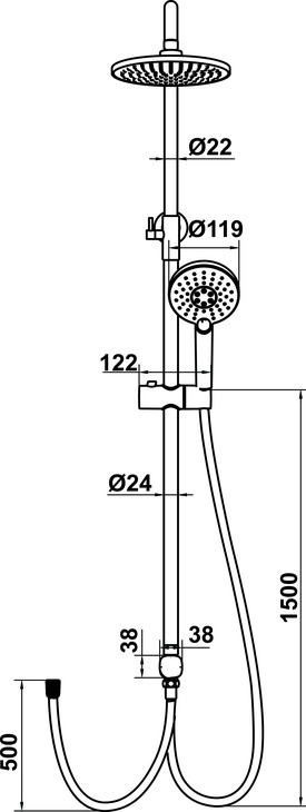 ECO Thanh sen kết hợp ko gồm bộ trộn đen Hafele 589.34.429 - ECO thanh sen kết hợp ko gồm bộ trộn đen 589.34.429 được làm từ vật liệu gì?