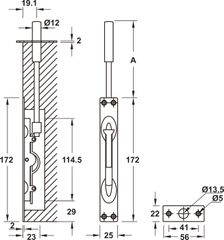 Chốt âm inox, 25/152, đen mờ Hafele 911.81.365 ảnh 2