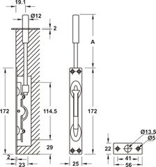 Chốt Âm 255mm Inox Mờ Hafele 911.81.168 ảnh 2