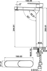Basin mixer tall 245 Hafele 589.69.113 ảnh 2
