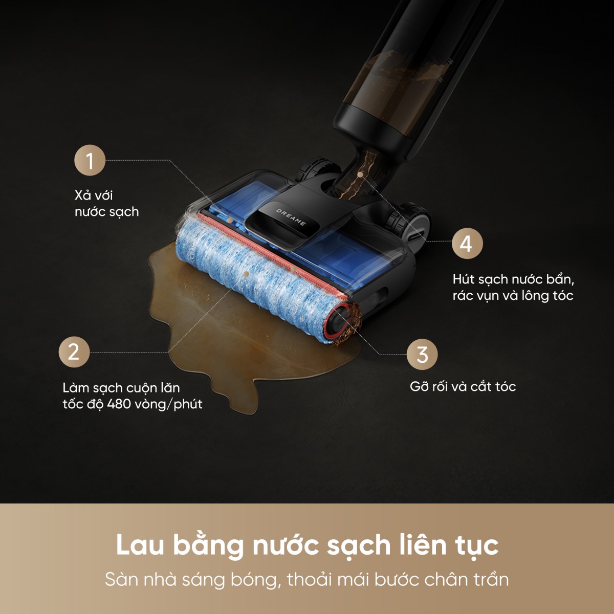 Máy hút bụi lau nhà Dreame H12 Flexreach gập nghiêng 180° – ảnh 3