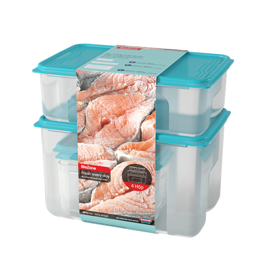 Bộ 4 hộp bảo quản thực phẩm biozone KB-ST4P01