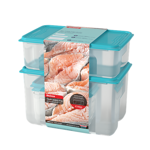 Bộ 4 hộp bảo quản thực phẩm biozone KB-ST4P01
