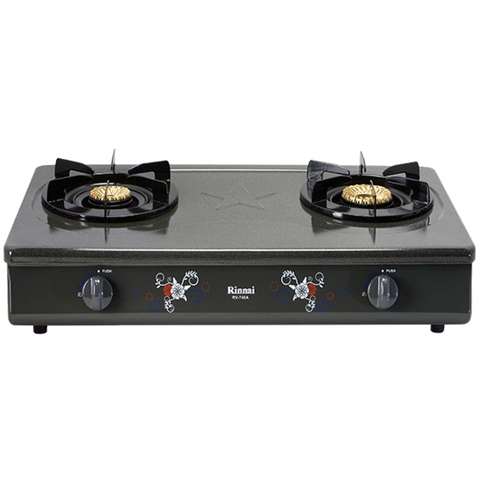 Bếp gas dương Rinnai RV-740A(GF) 702mm 2 lò nấu, mặt thép phủ men