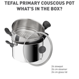  Nồi hấp Inox cao cấp 18/10 Tefal Couscous Primary E3089504, 24cm 