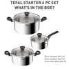 Bộ 3 nồi Inox liền khối Tefal Starter E325S695, quánh 16cm/nồi 20cm/nồi 24cm