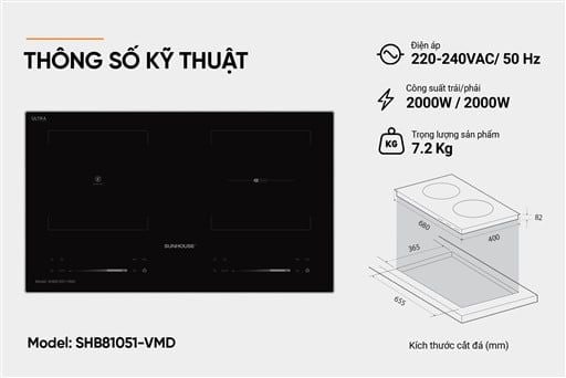 Bếp từ hồng ngoại Sunhouse SHB81051-VMD chính hãng Bếp từ hồng ngoại Sunhouse SHB81051-VMD chính hãng
