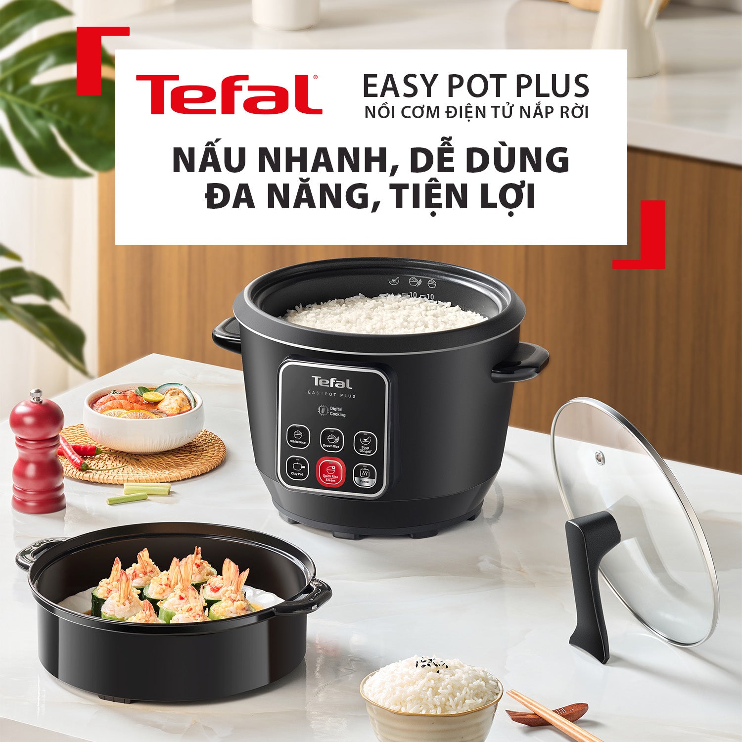 Nồi cơm điện tử Tefal Easy Pot Plus RK1088Y0 - 1.8L