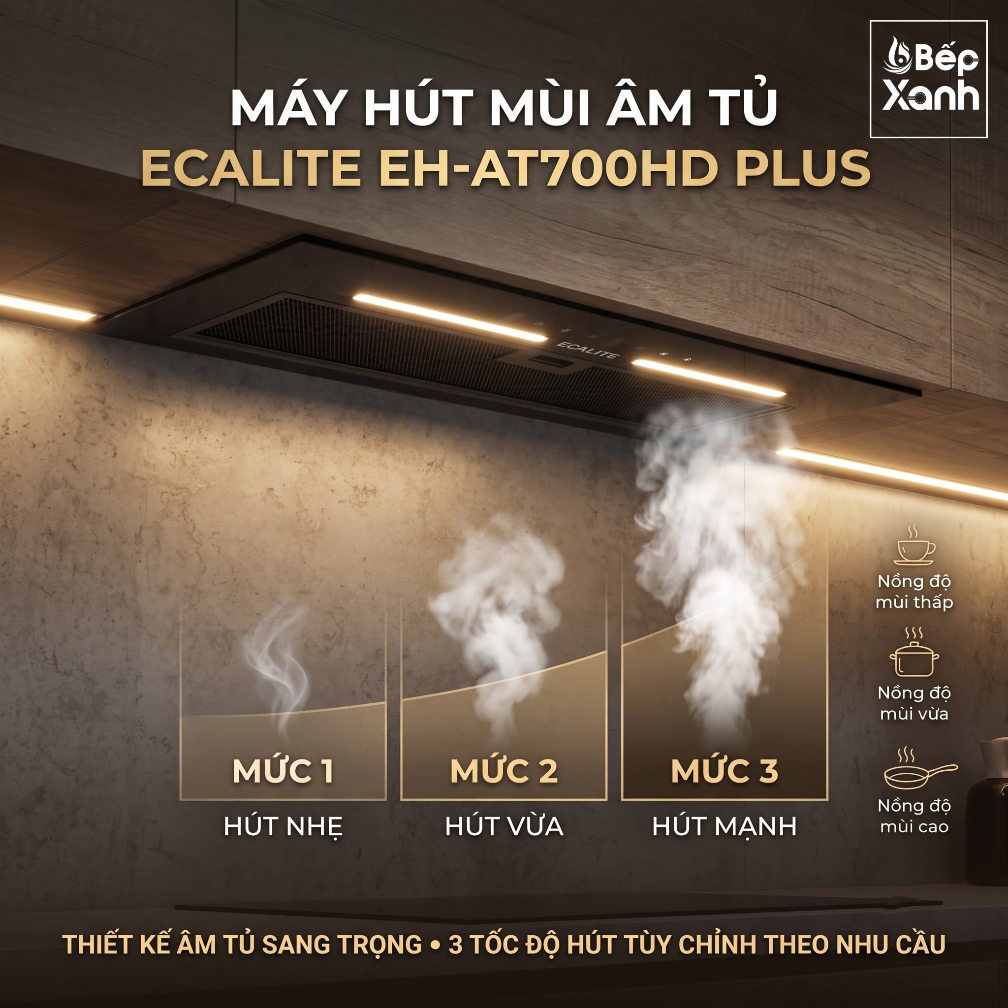  Máy Hút Mùi Âm Tủ Ecalite EH-AT700HD PLUS - Vuốt Vẫy Thông Minh, Động Cơ BLDC Siêu Êm, Bảo Hành 3 Năm 