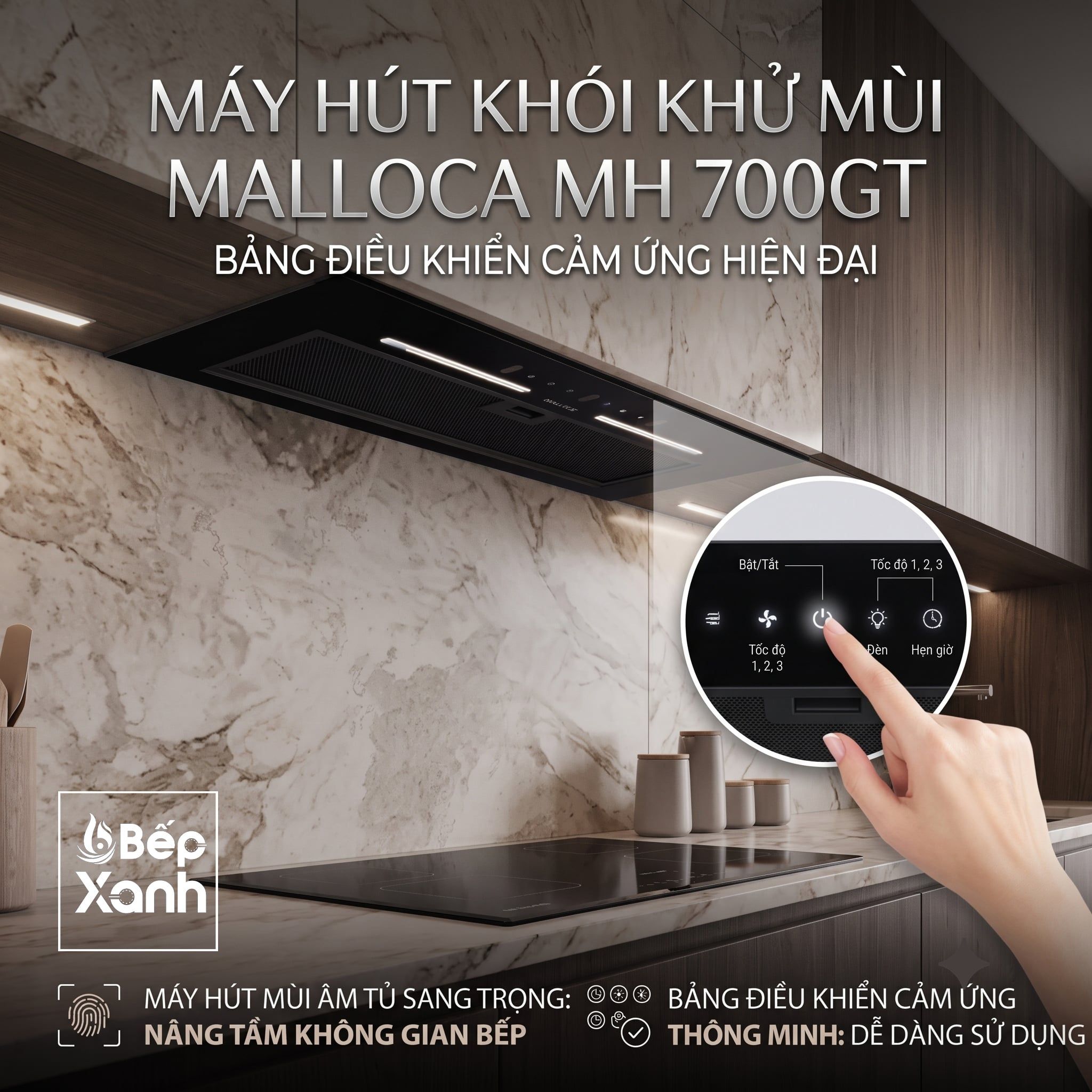  Máy Hút Mùi Âm Tủ Ecalite EH-AT700HD PLUS - Vuốt Vẫy Thông Minh, Động Cơ BLDC Siêu Êm, Bảo Hành 3 Năm 