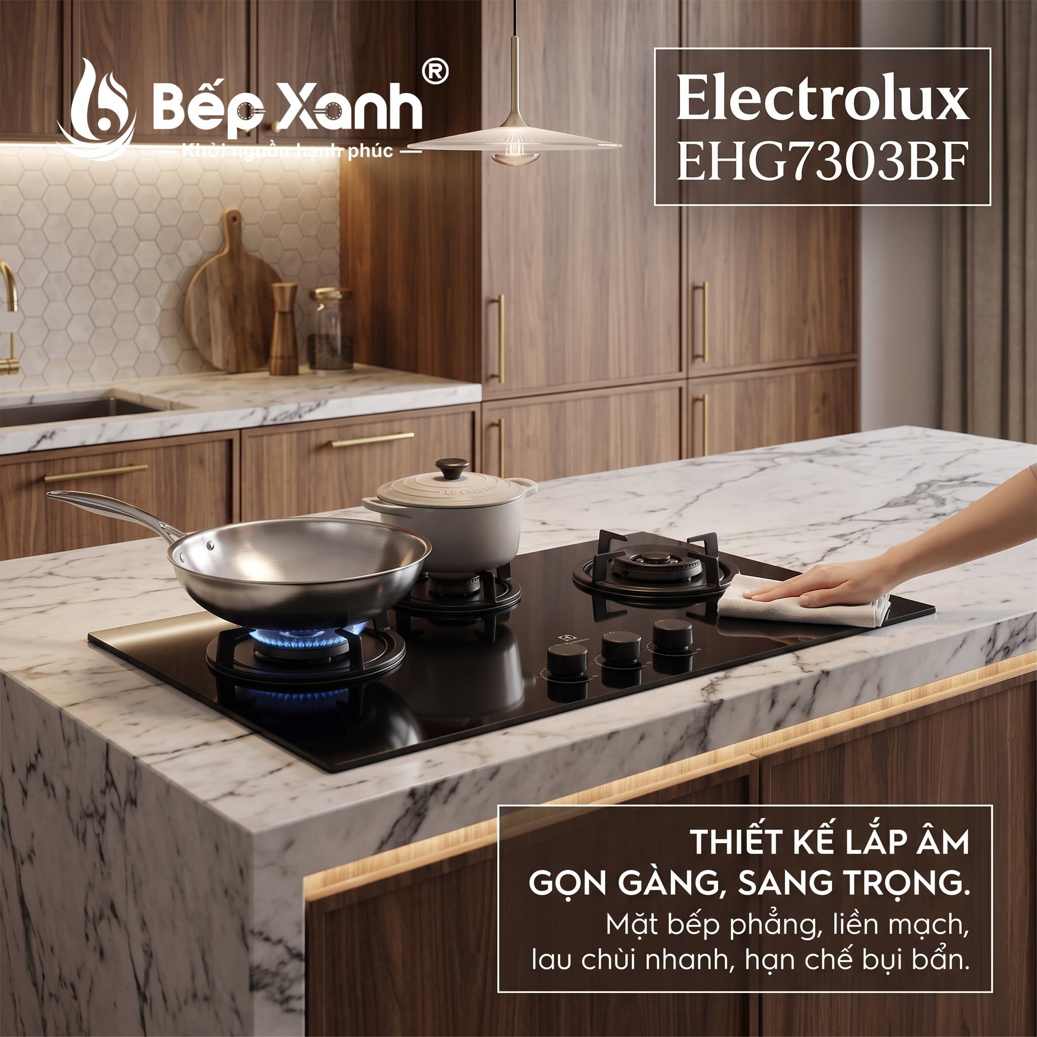  Bếp ga âm 3 vùng nấu Electrolux EHG7303BF 