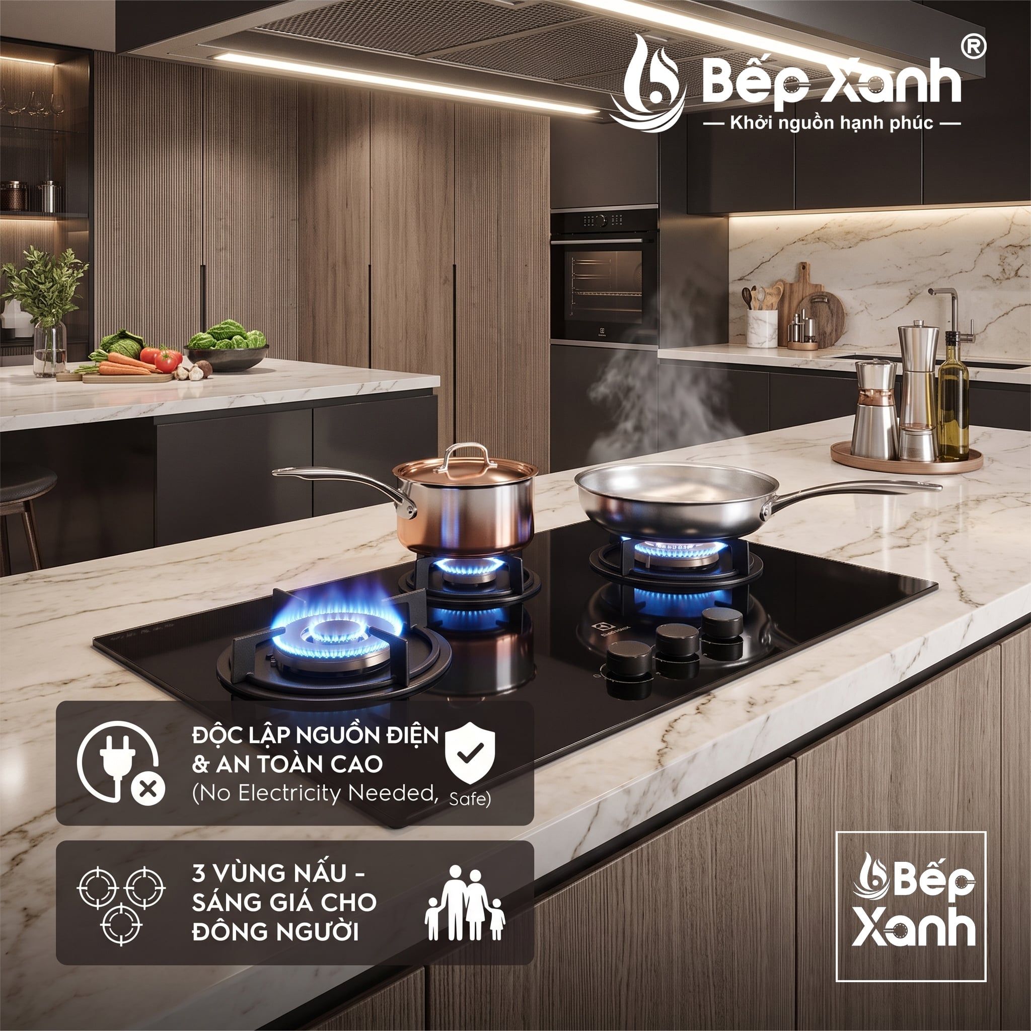  Bếp ga âm 3 vùng nấu Electrolux EHG7303BF 