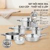  Bộ Nồi Chảo Inox 10 Món Cao Cấp Ecalite ERW-SA6010 - Dùng Cho Mọi Loại Bếp, Inox 304 Sáng Bóng 