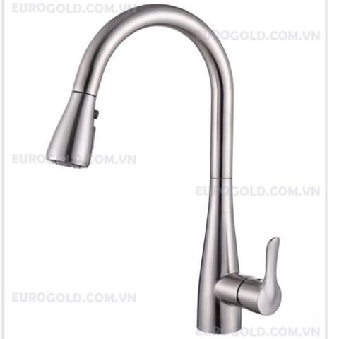 Vòi rửa bát Eurogold EUF119MR - inox SUS304, inox mờ, dây rút