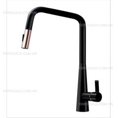 Vòi rửa bát Eurogold EUF221DR - màu đen, inox SUS304, phủ nano đen, dây rút
