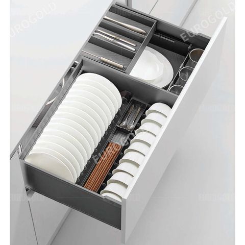 Giá bát đĩa nhôm Eurogold EUM6190G - Nhôm sơn tĩnh điện, màu ghi đậm, 90cm