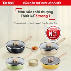 Chảo nồi có nắp đa năng 3 trong 1 Tefal - 22cm, xanh/đen/vàng/vanila ảnh 8
